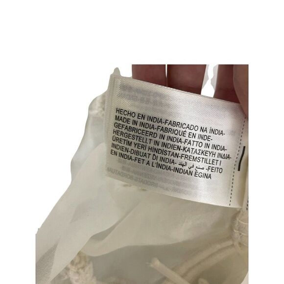 Zara Icons Womens Vest Top XS Ivory Silk Embellished Open Sheer Chiffon NWOT - Picture 5 of 11